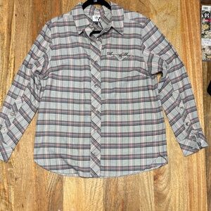 CAbi shacket Casual Plaid jacket-Shirt - Gray and Pink